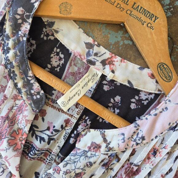 Vintage Y2K Mini Mesh Patchwork Sleeveless Top Size XL Asymmetric Hem Notch Neck - Picture 5 of 8